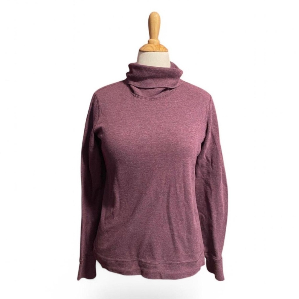 Lululemon Women's 10 Double Up Reversible Turtleneck Sweatshirt Burgundy Stripe - Picture 3 of 8